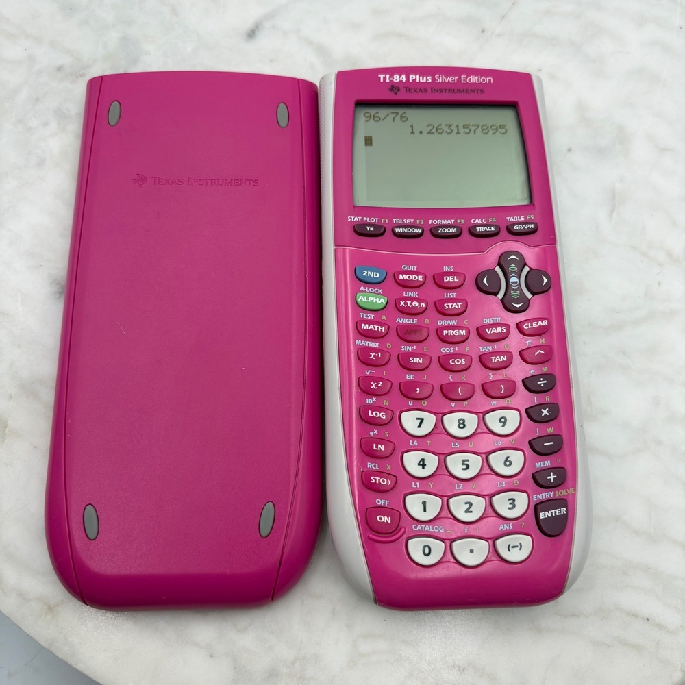 Texas Instruments TI-84 Plus Silver Edition Graphing Calculator Pink TESTED